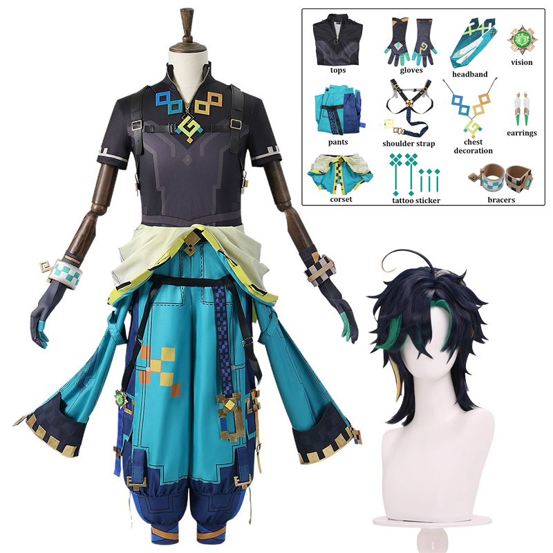 Party Games Carnival - Kinich Cosplay Genshin Impact Kostium Peruka